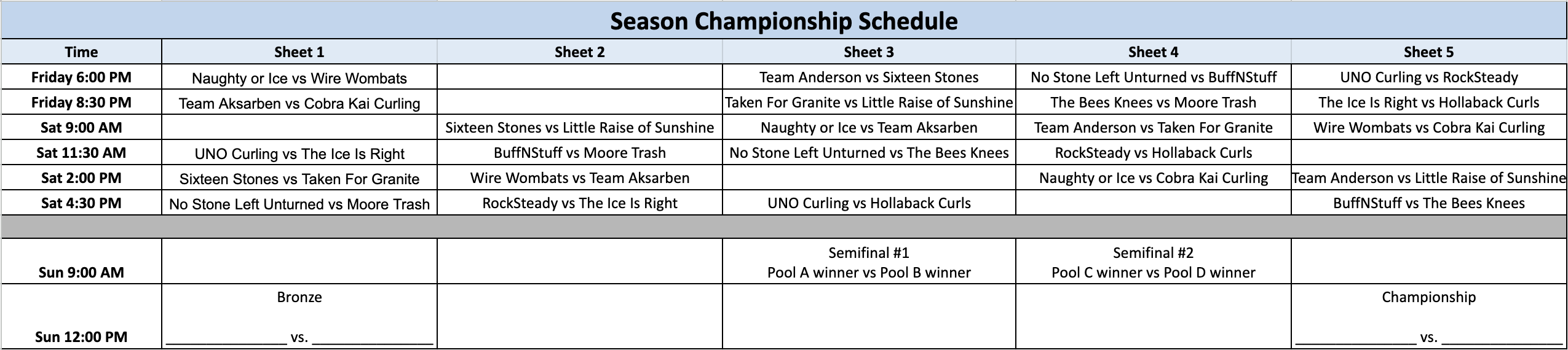 2023 2024 season championship schedule
